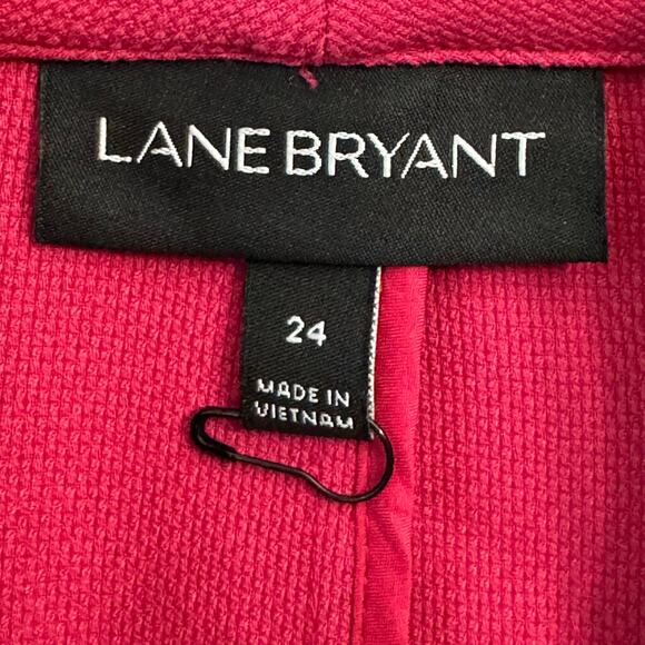 Lane Bryant Blazer 24 Fuchsia Pink Open Front Zip Pockets Mid Length 3/4 Sleeve - Picture 2 of 13